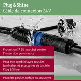 Câble de connexion 24V Plug & Shine étanche IP68 pour éclairage extérieur et accessoires de jardin