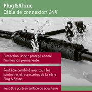 Câble de connexion Plug & Shine 24V noir avec protection IP68 contre l'immersion permanente