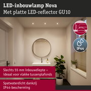 LED-inbouwlamp Nova met platte LED-reflector GU10, 55 mm inbouwdiepte, IP44 spatwaterdicht