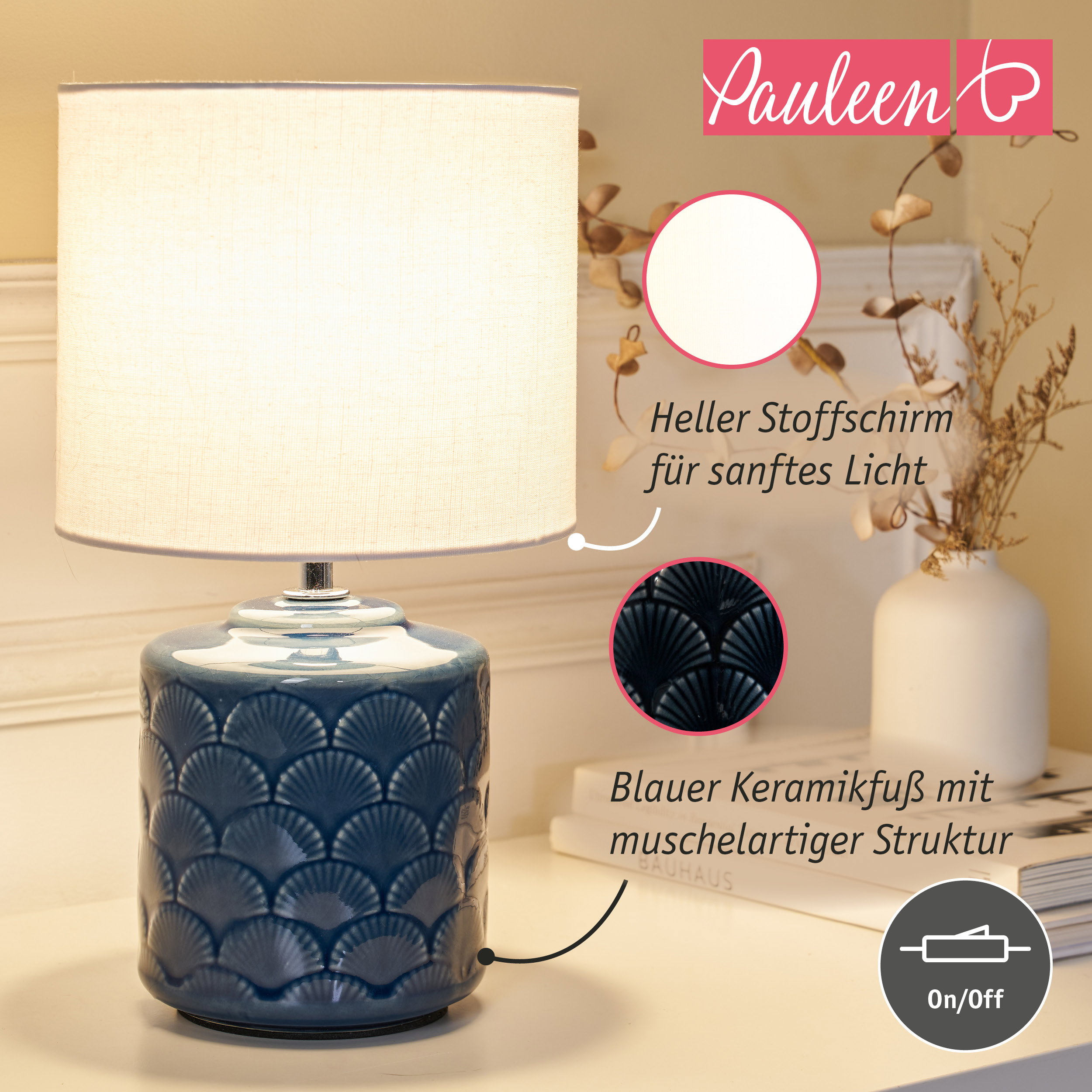 Paulmann Pauleen Tischleuchte Glowing Midnight E14 max. 20W Blau/Weiß