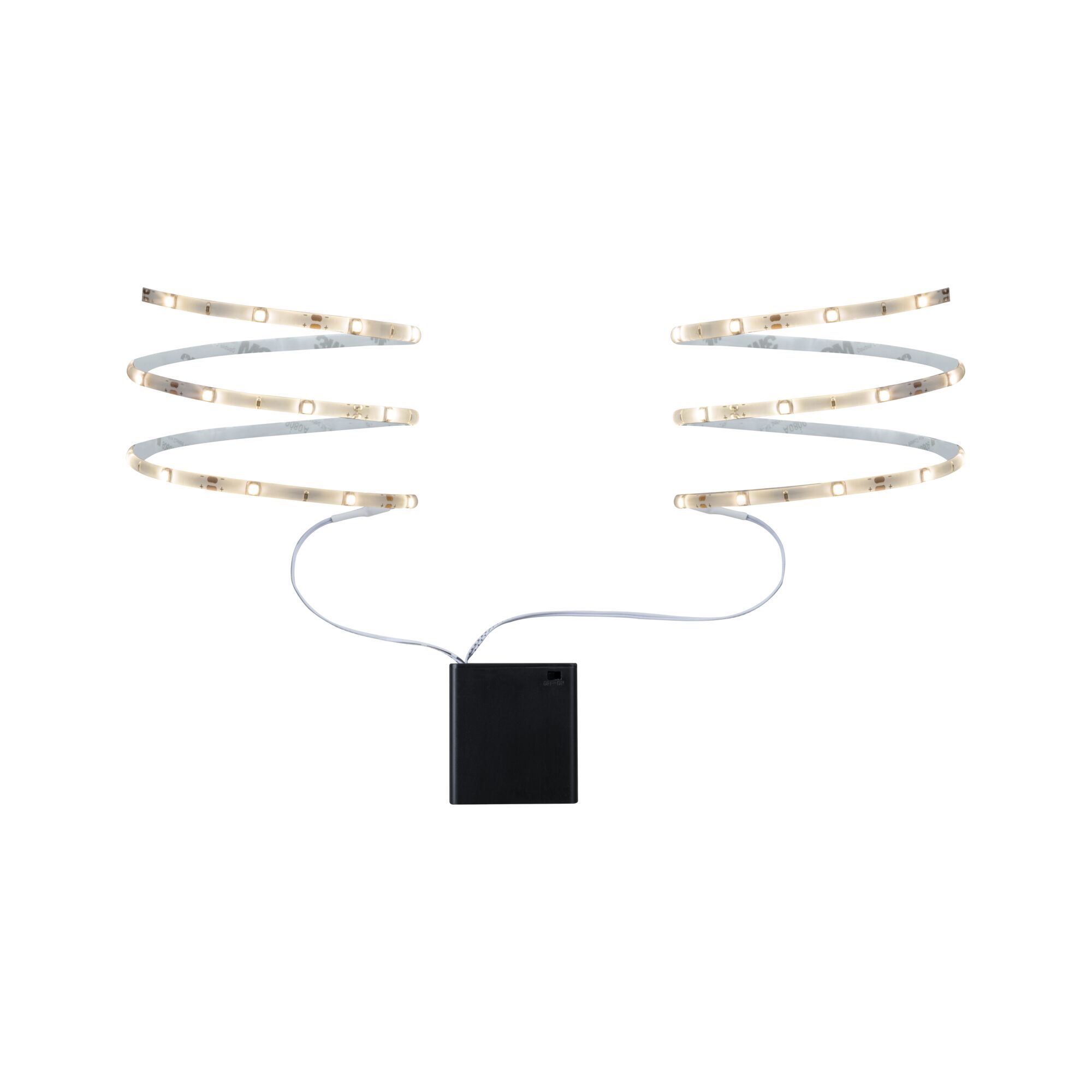 Mobil Strip 2x 0,8m gecoat 2x0,9W 119lm/m 30 LEDs/m 2700K Flexibele LED-strip met warm wit licht en zwarte batterijhouder voor veelzijdige lichtaccenten