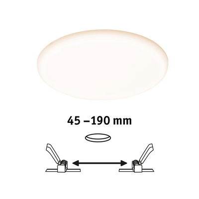 Plafonnier LED rond avec diffuseur blanc et taille d'installation réglable de 45 à 190 mm
