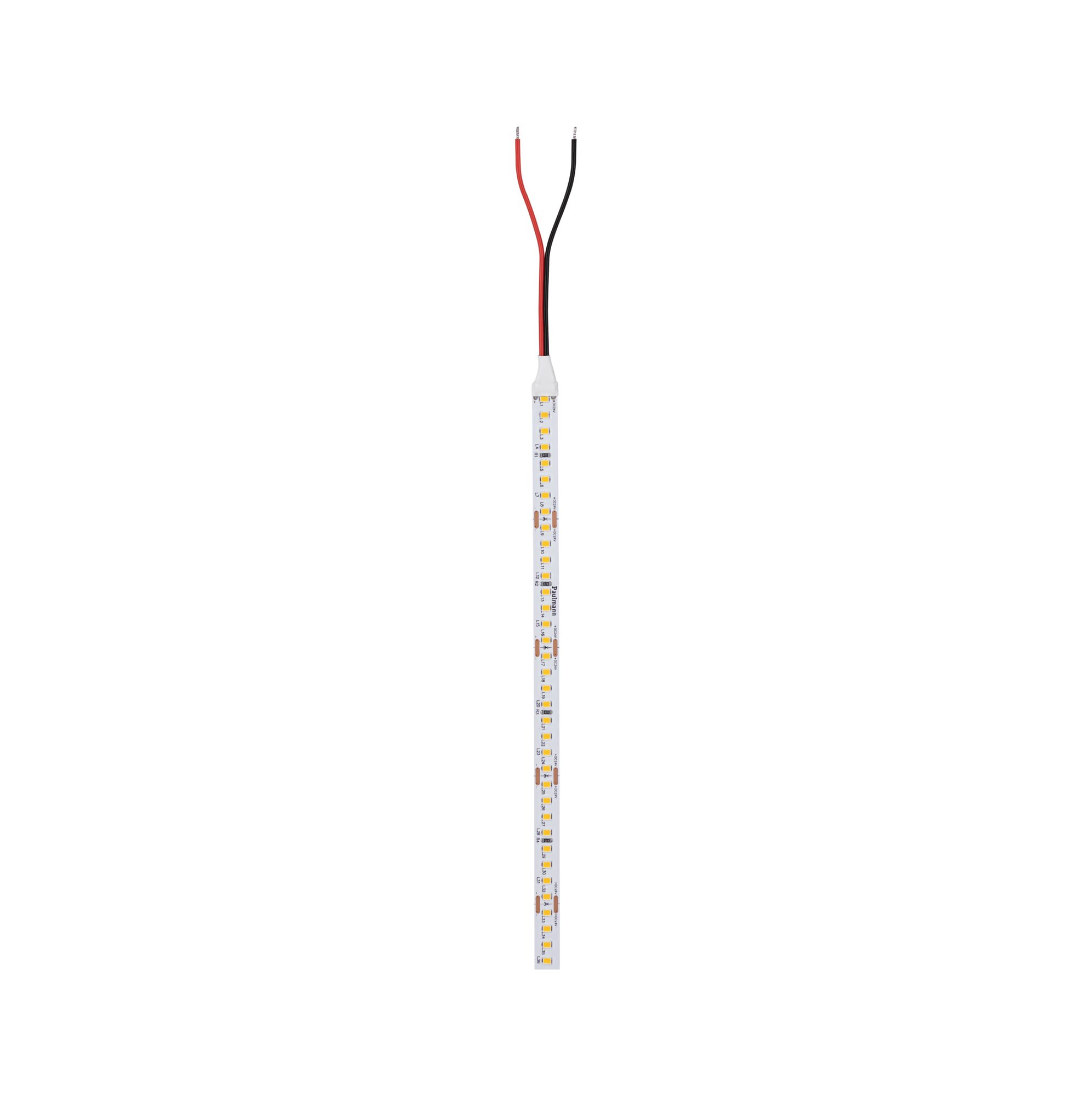 LED strip with red and black wires, flexible white circuit board for lighting and decoration