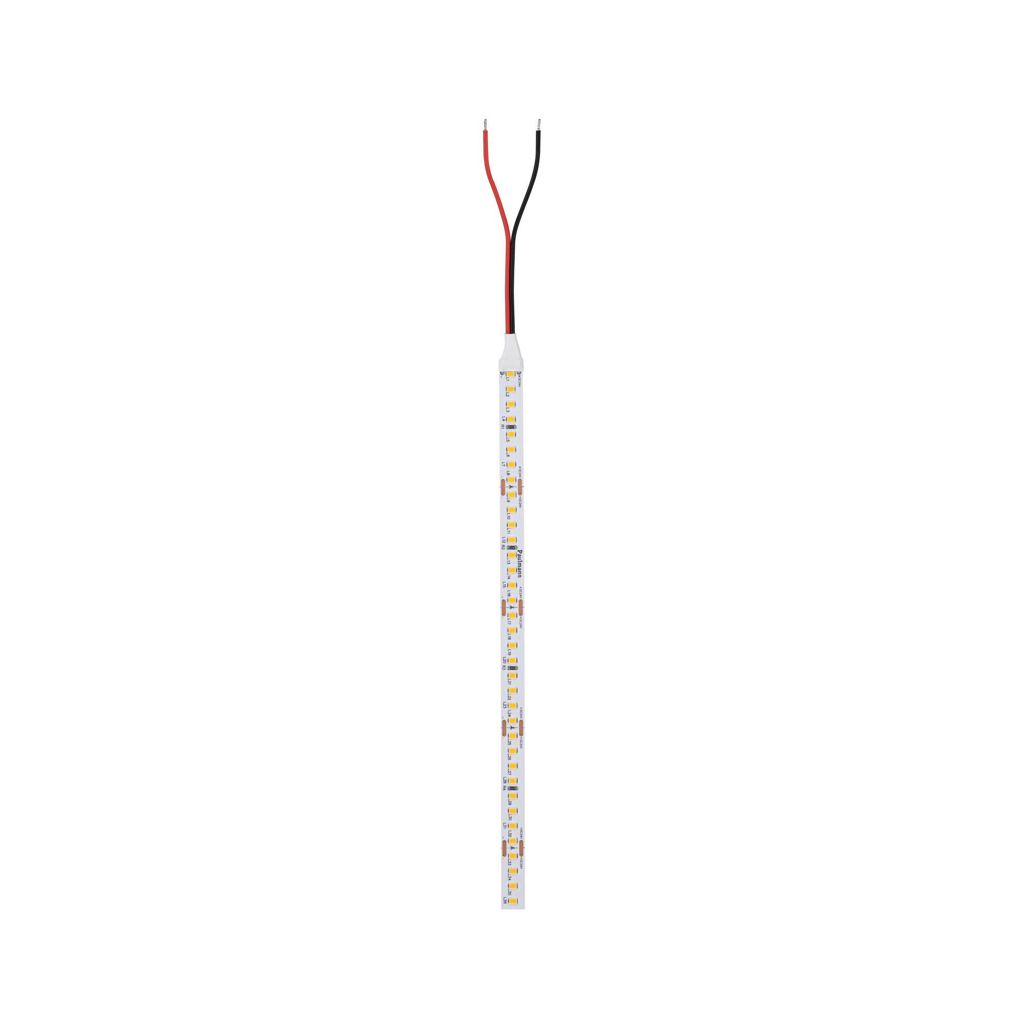 Schmale LED-Lichtleiste mit weißen und orangen LEDs und zwei Anschlusskabeln für flexible Beleuchtung