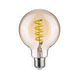 Light bulb with spiral LED filament in warm amber for decorative lighting and ambiance