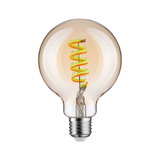 Gloeilamp met spiraalvormig LED-filament in warme amberkleur voor sfeerverlichting