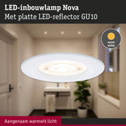 LED-inbouwlamp Nova met platte LED-reflector GU10 in wit voor warm wit licht