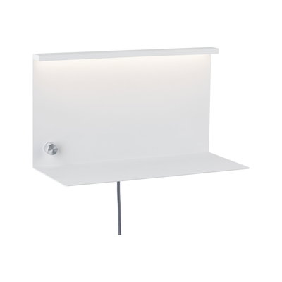 Modern white metal LED wall light with built-in switch and cable for living spaces