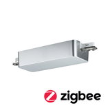 Silberner Aluminium-Zigbee-Adapter für smarte Lichtsteuerung im modernen Design