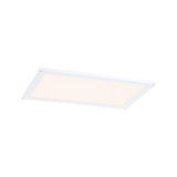 Flat rectangular white LED panel with warm white light for modern room lighting