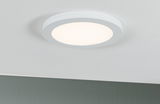 Plafonnier LED rond blanc avec diffuseur mat pour un éclairage moderne et économique.