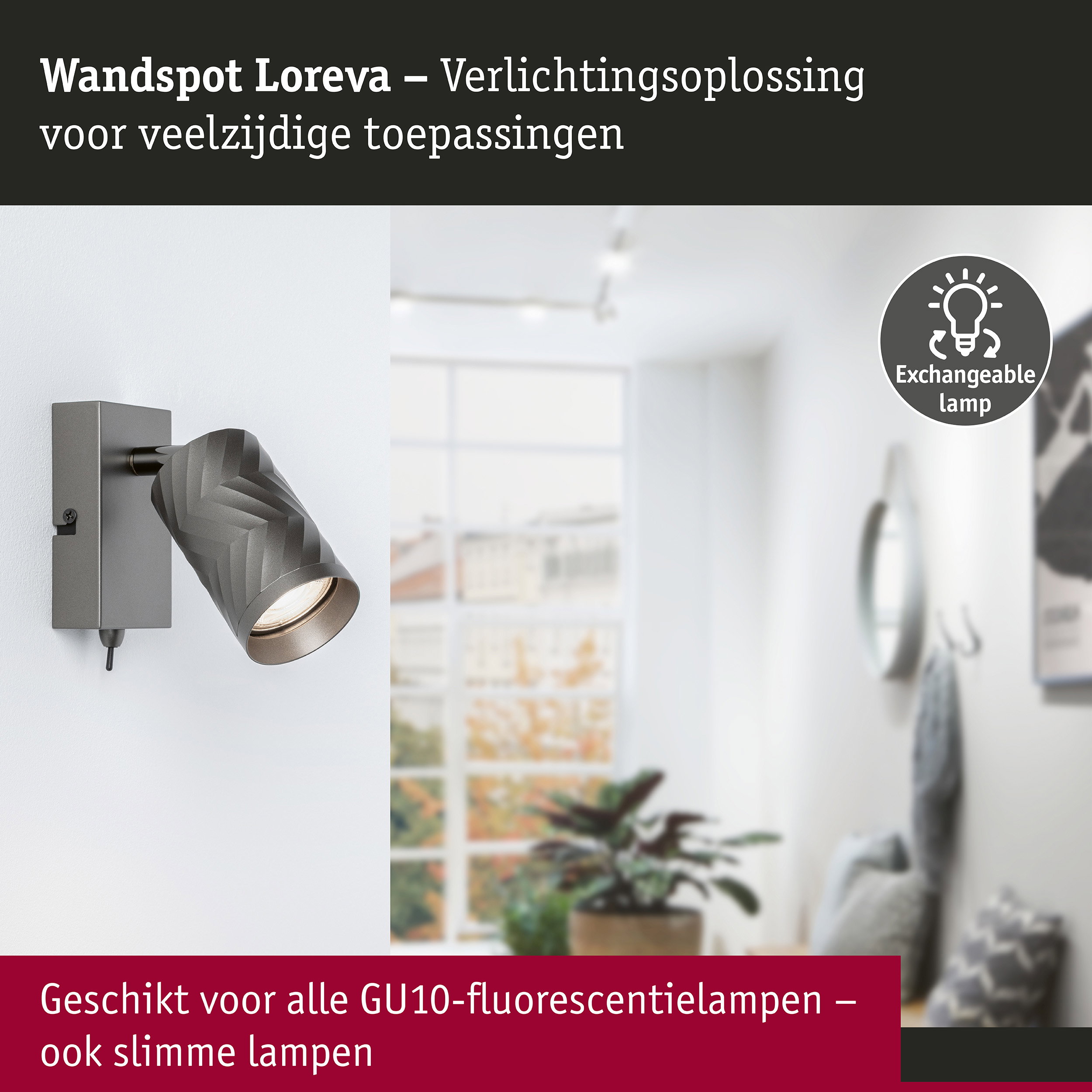 Spotlight Loreva GU10 max. 10W Titaanium Metaal