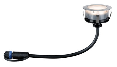 Spot encastré LED rond avec bord en acier inoxydable et câble noir pour éclairage extérieur