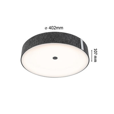 Round ceiling light with 402 mm diameter and grey felt edge for modern home lighting