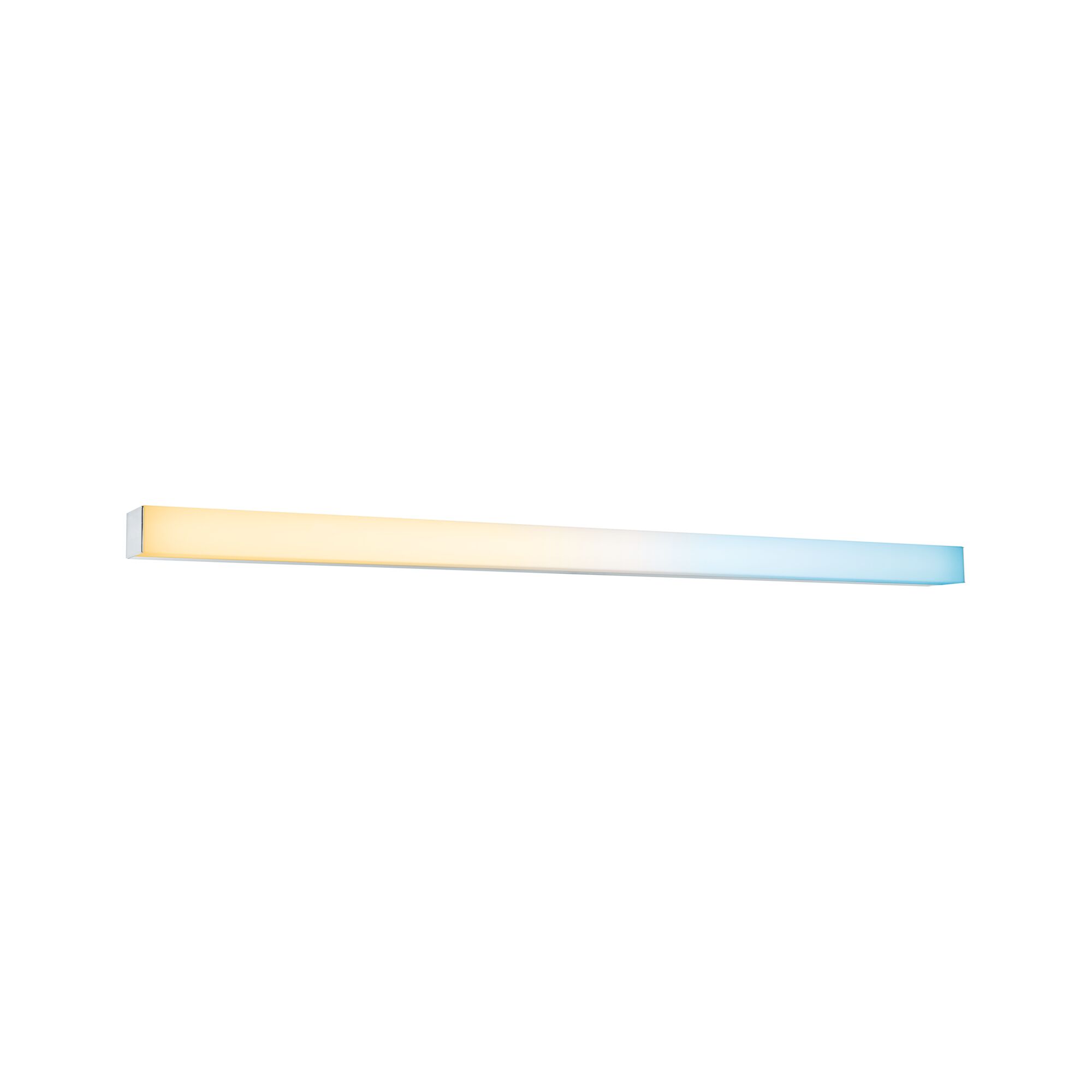 Long LED wall light with warm to cool white gradient, modern aluminum design for ambient lighting
