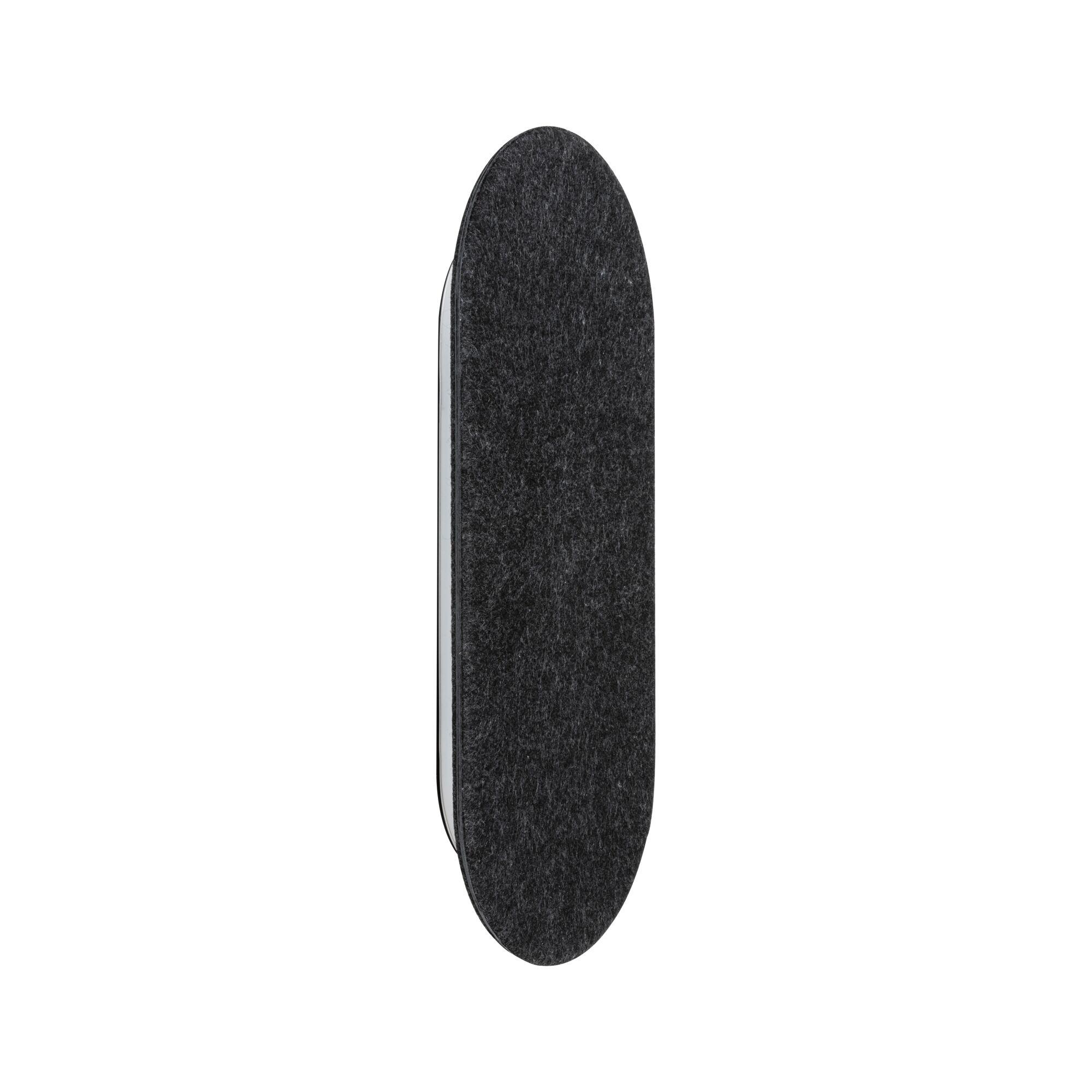 Oval black felt wall bumper for furniture with self-adhesive back for noise reduction