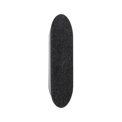Oval black felt wall bumper for furniture with self-adhesive back for noise reduction