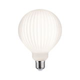White LED bulb with ribbed surface and E27 base for energy-efficient lighting