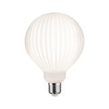 White LED bulb with ribbed surface and E27 base for energy-efficient lighting