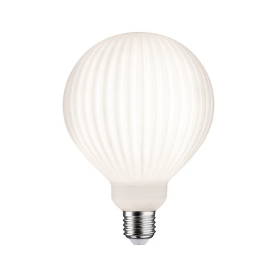 White LED bulb with ribbed surface and E27 base for energy-efficient lighting