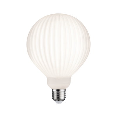 White LED bulb with ribbed surface and E27 base for energy-efficient lighting