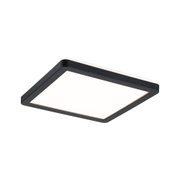 Black square LED ceiling light with white plastic diffuser for modern room lighting