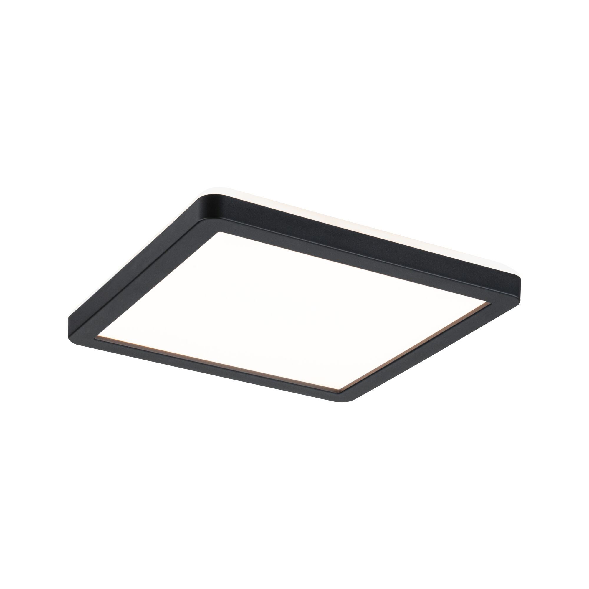 Schwarze quadratische LED-Deckenleuchte mit weißem Diffusor aus Kunststoff für modernes Raumlicht
