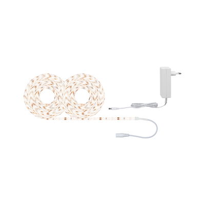 Bande LED blanc chaud avec adaptateur secteur et connecteur, kit d'éclairage flexible intérieur