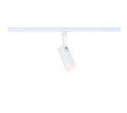 Modern white metal LED spotlight on track system for flexible lighting solutions