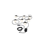 Lichterkette mit acht weißen Glühbirnen und schwarzem Kabel für dekorative Außenbeleuchtung