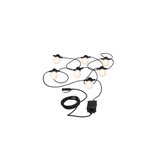 String lights with eight white bulbs and black cable for decorative outdoor lighting