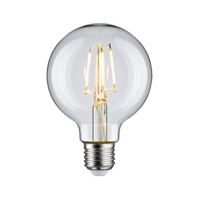 Klassische LED-Glühbirne mit transparentem Glas und E27-Fassung für energiesparende Beleuchtung
