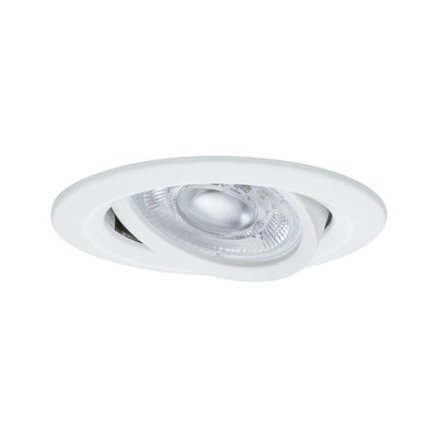 Weißer Einbaustrahler aus Kunststoff mit schwenkbarem Reflektor für flexible LED-Beleuchtung