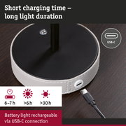 USB-C rechargeable device with short charging time, white leather-like material and black top surface