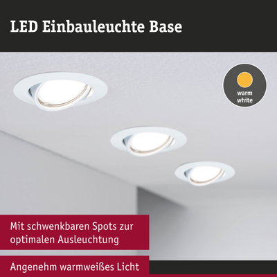 Weiße LED-Einbauleuchte Base mit schwenkbaren Spots und warmweißem Licht für optimale Raumbeleuchtung