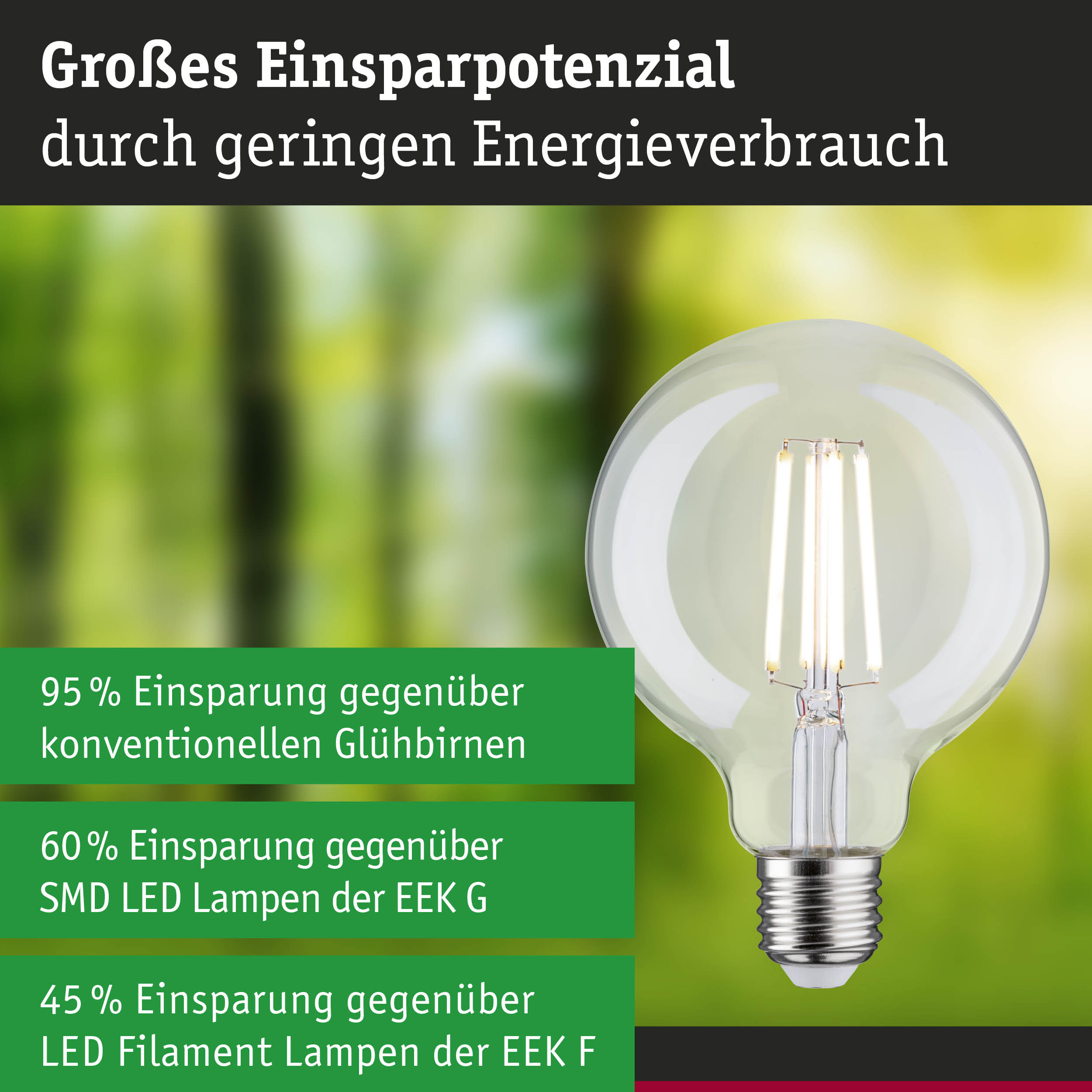 Efficient-Line Filament 230V LED Globe G95 E27 840lm 4W 4000K Klar