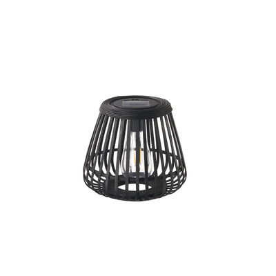 Lampe solaire extérieure noire en métal avec design en cage et ampoule LED pour éclairage de jardin