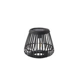 Black metal solar outdoor lamp with cage design and LED bulb for garden lighting