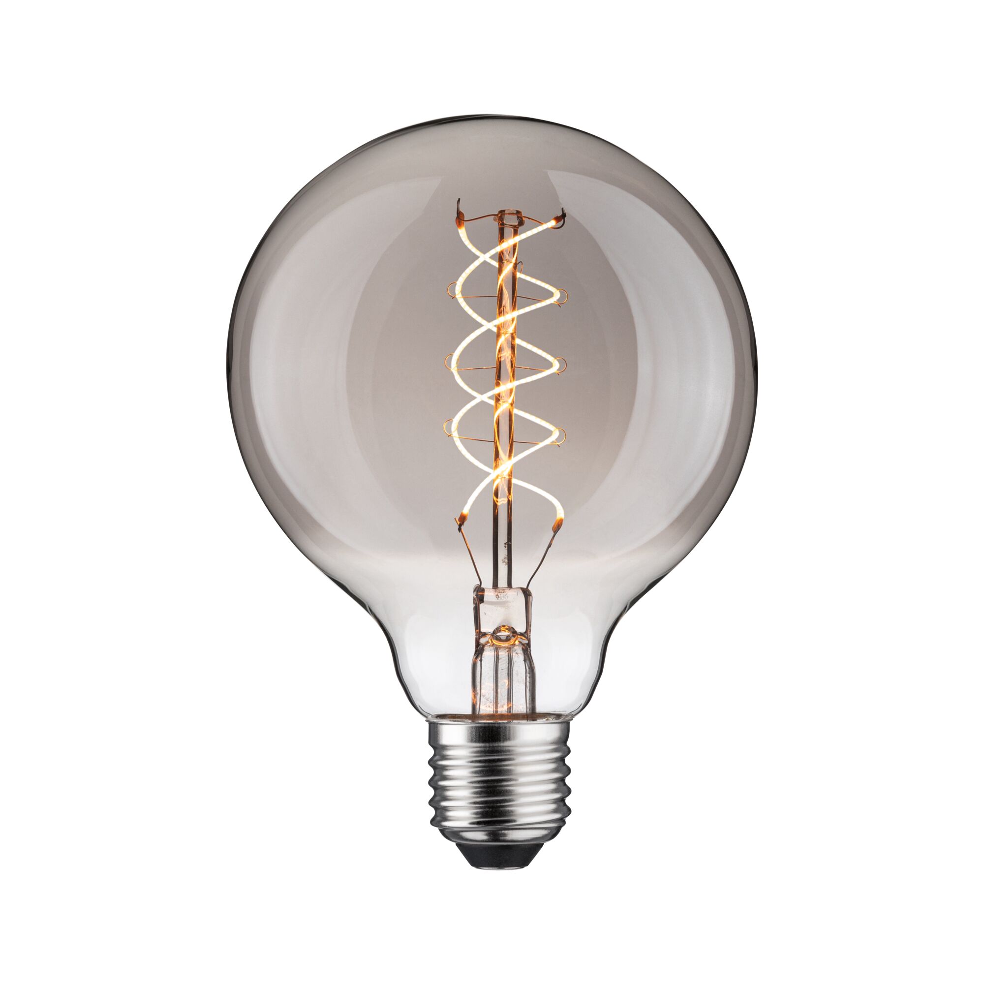 Rustic Shine Standard 230V LED Globe E27 Filament in S-Form 170lm 4,2W 1800K dimmbar Rauchglas Glühbirne mit spiralförmigem LED-Filament in transparentem Glas für dekorative Beleuchtung