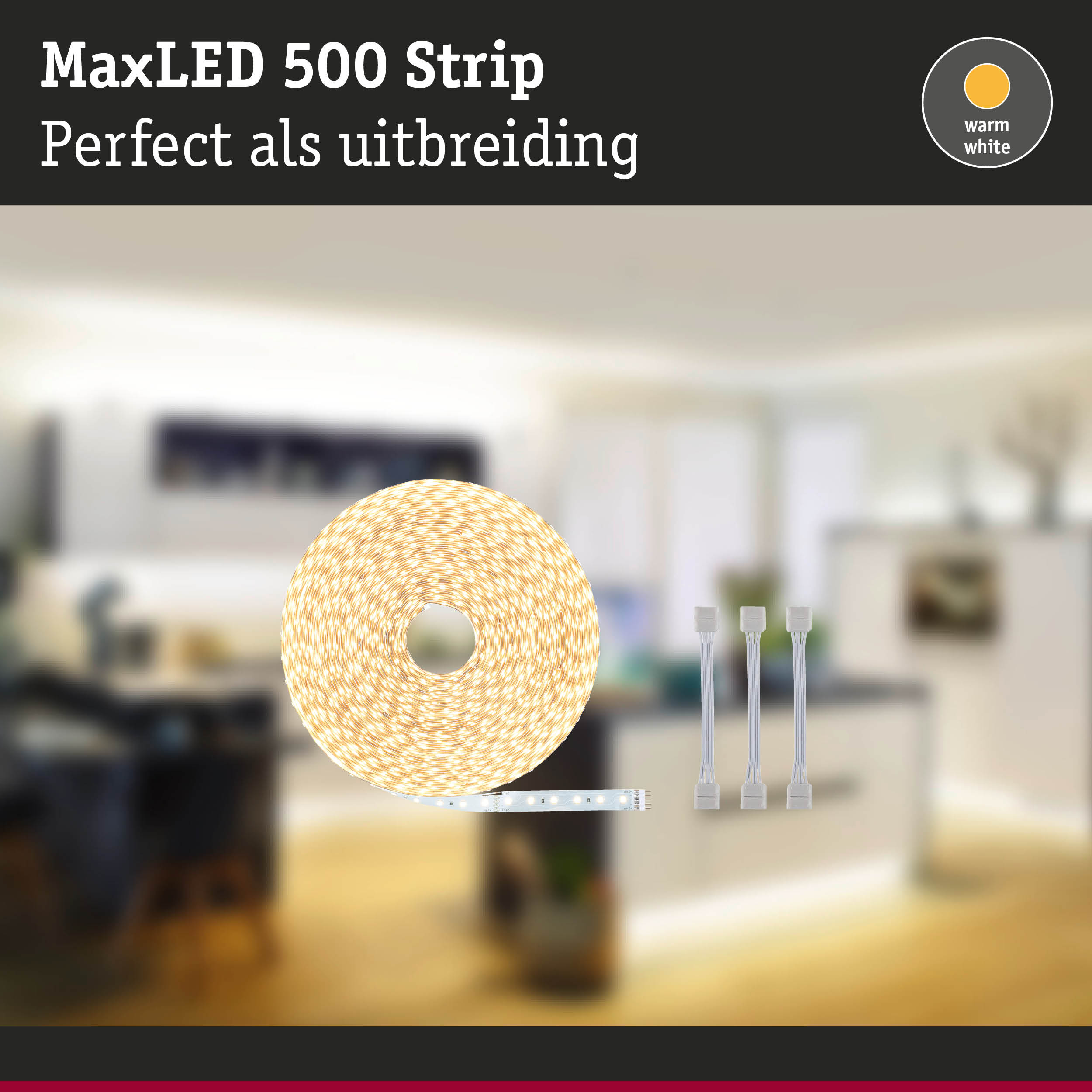 MaxLED 500 Strip warmwit LED-lichtstrip met connectoren voor flexibele kamerverlichting