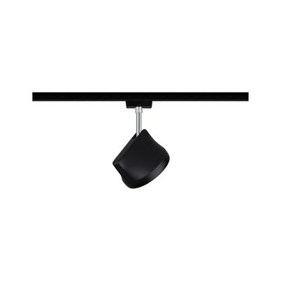 Black metal LED spotlight on track system for flexible indoor lighting solutions