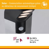 Applique LED noire extérieure avec détecteur de mouvement intégré et commutation automatique solaire