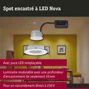Spot encastré LED 3-Step-Dim Nova Coin orientable rond 84mm 50° Coin 6W 470lm 230V gradable 2700K Blanc dépoli