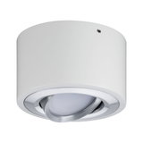 Plafonnier rond blanc en métal avec spot en aluminium orientable pour éclairage LED