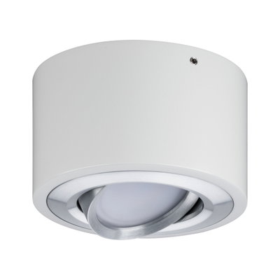 Plafonnier rond blanc en métal avec spot en aluminium orientable pour éclairage LED