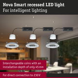 Nova Smart recessed LED light with 45 mm installation depth and direct 230V connection for smart lighting