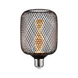 Ampoule LED avec grille métallique noire et filament en spirale blanc chaud pour éclairage décoratif