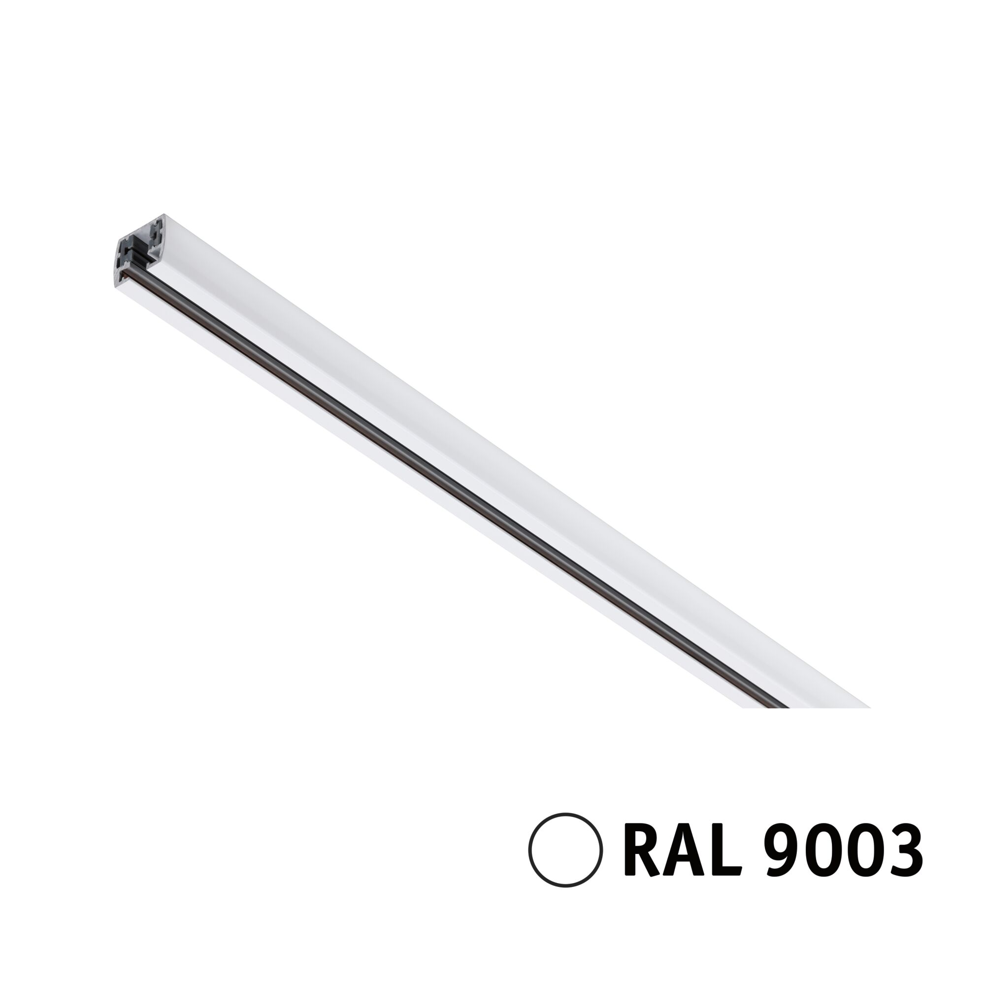 URail Rail 10 cm 230V Blanc signal Profil en aluminium blanc pour éclairage sur rail LED en RAL 9003 avec rail noir
