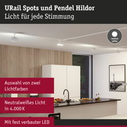 Weiße URail Spots und Pendel Hildor mit neutralweißem LED-Licht in moderner Küche