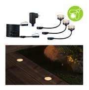 LED recessed lights set with black cable and warm white light for garden and terrace lighting